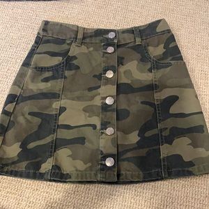 Camo denim skirt